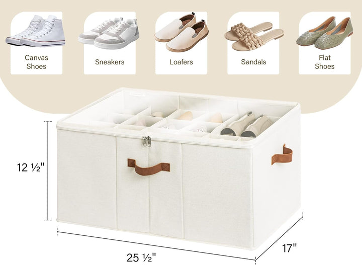 StorageWorks Schuhorganizer für Schrank, Stoff Schuhaufbewahrungsbox mit Deckel, extragrosse Schuhau