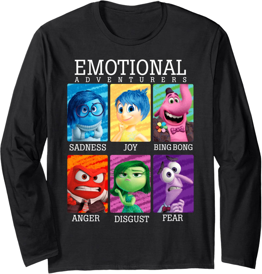 Disney Pixar Inside Out Emotional Adventures Text Group Shot Langarmshirt