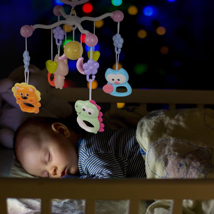Babybett-Spielzeug, Mobile für Babybett, Baby Einschlafhilfe Musikspielzeug mit süssen Tieren, Babyb