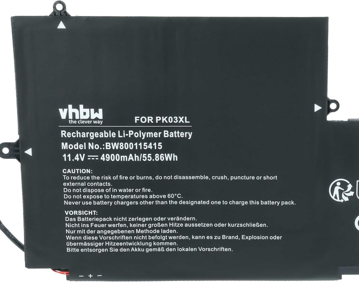 vhbw Akku kompatibel mit HP Spectre x360 13-4019tu(L8N97pa), x360 13-4020CA(L0Q57ua) Notebook (4900m