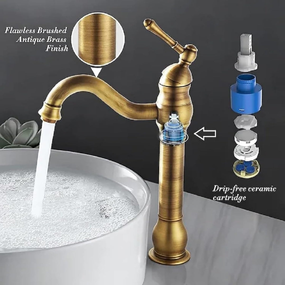 Gebürsteter Gold-Badezimmerhahn 360° Schwenkbarer Einhand-Badezimmerhahn Moderne elegante Küche Bade