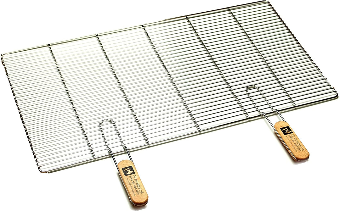 Edelstahl Rost Grillrost - rechteckig und rund - Grill Rost Grössenauswahl (82 x 43 cm mit Griffen),