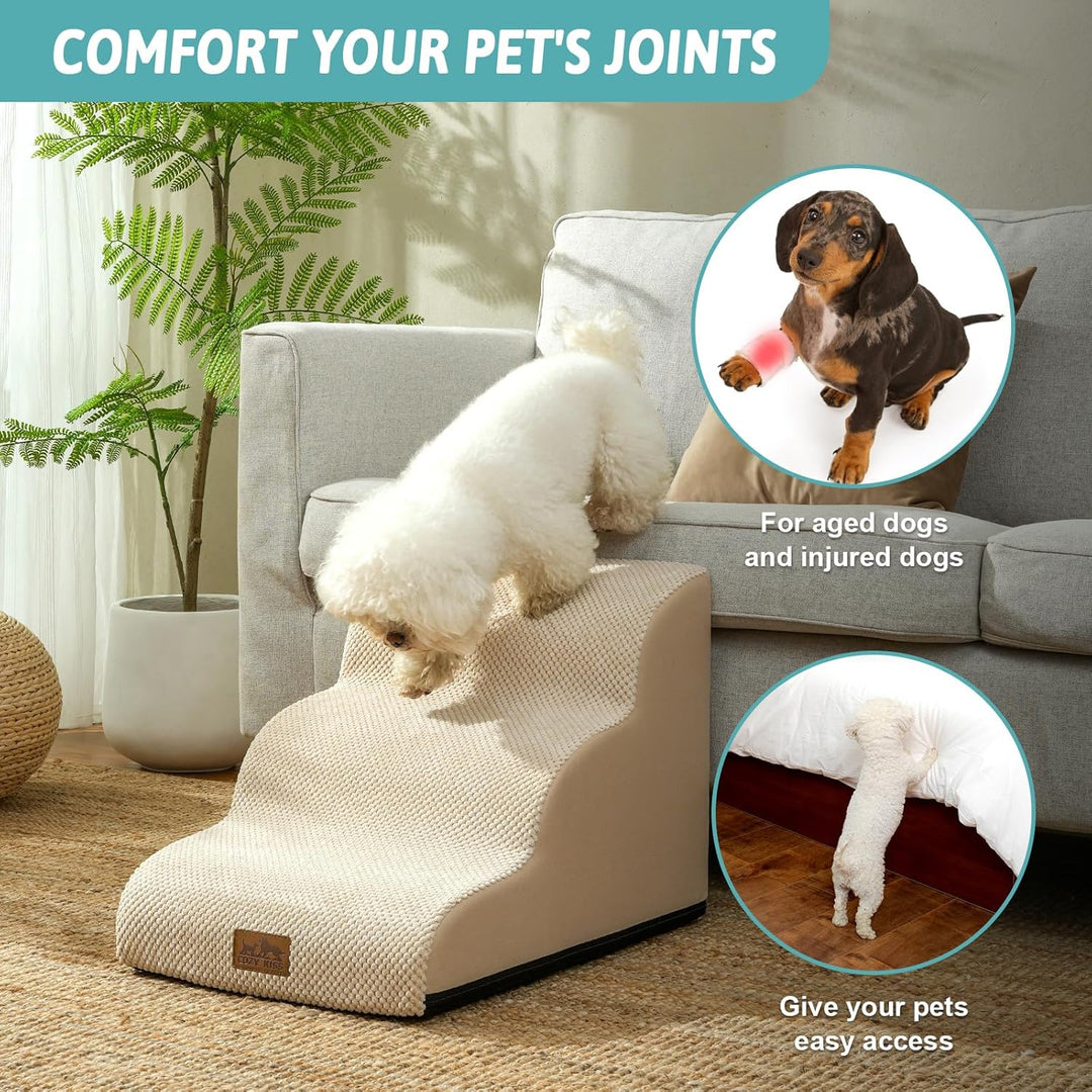 COZY KISS Hundetreppe für Kleine Hunde 40cm, Haustiertreppe für Couch aus Hochdichtem Schwamm, Hunde