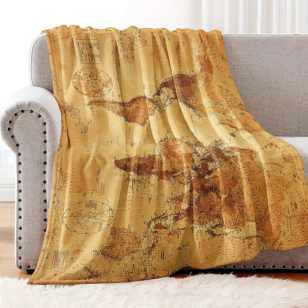 YISUMEI Decke 150x200 cm Kuscheldecken Sanft Flanell Weich Fleecedecke Bettüberwurf Weltkarte, 150x2