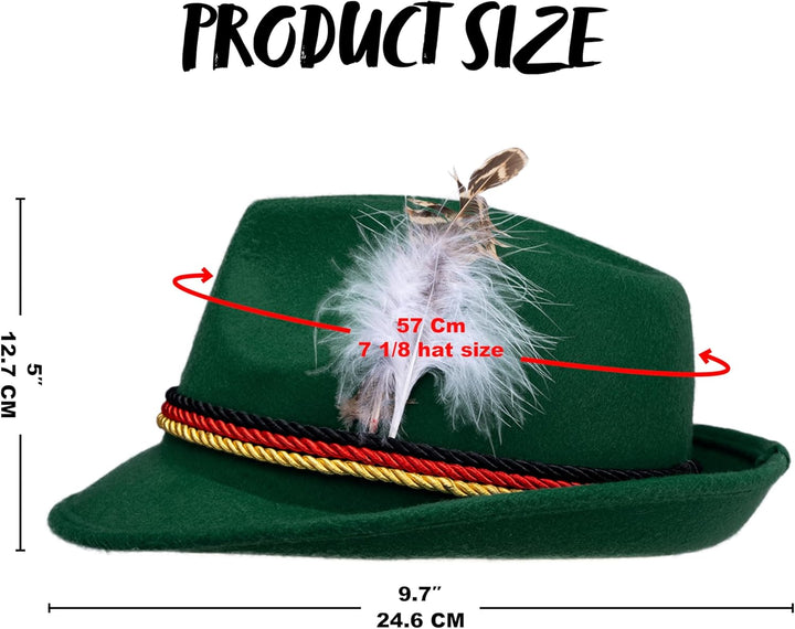 Spooktacular Creations 2 German Alpine Hats Costume Accessories, Retro Bavaria Traditional Hat Felt