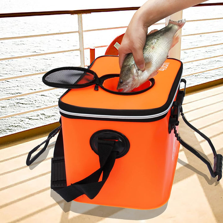 MMSGA Angeleimer, 23L/30L/38L Tragbarer Faltbarer Angelköder-Eimer，Multifunktionaler Behälter für le