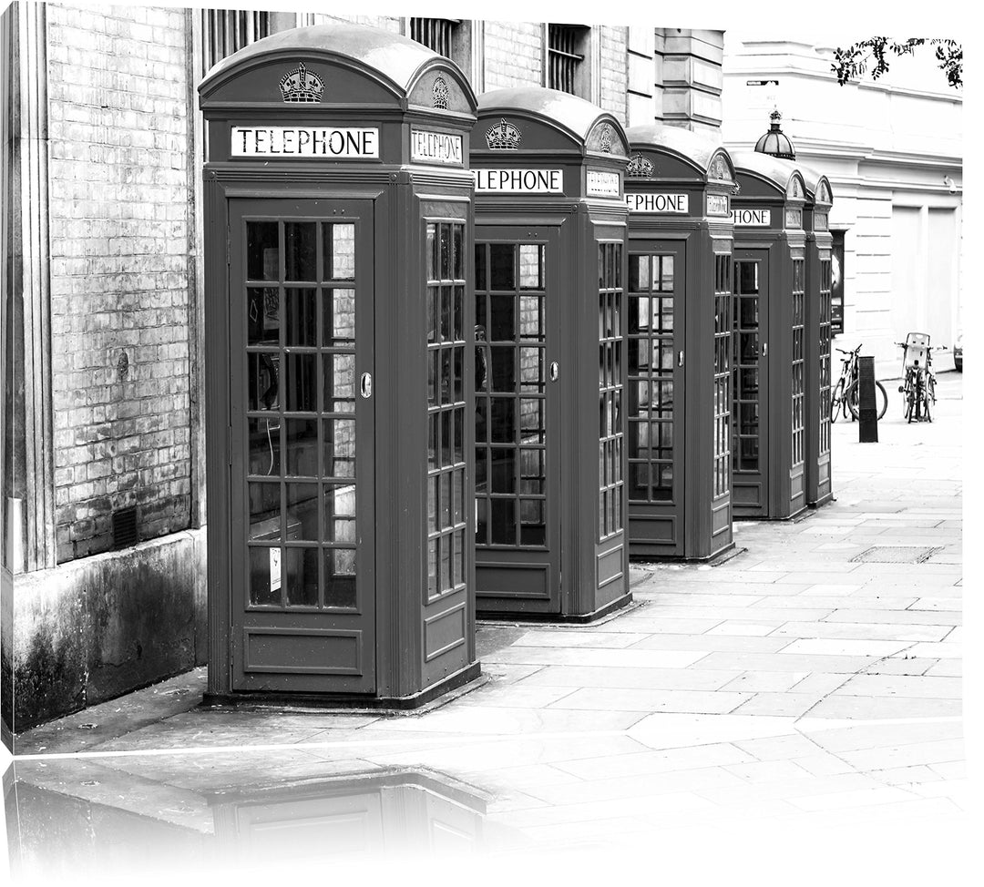 Pixxprint Londoner Telefonzellen als Leinwandbild/Grösse: 100x70 cm/Wandbild/Kunstdruck/fertig bespa