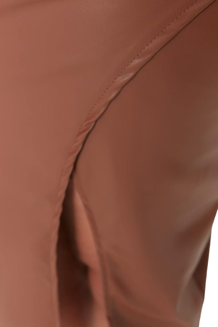 TRENDYOL Damen Midi Bleistiftrock Webstoff Grössen in Rock Skirt 44 Grosse Grössen Braun, 44 Grosse
