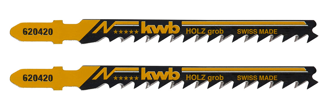 kwb Stichsägeblätter für Holz aus flexiblem HCS-Stahl mit Einnockenschaft (T-Schaft), Einstichzahn,