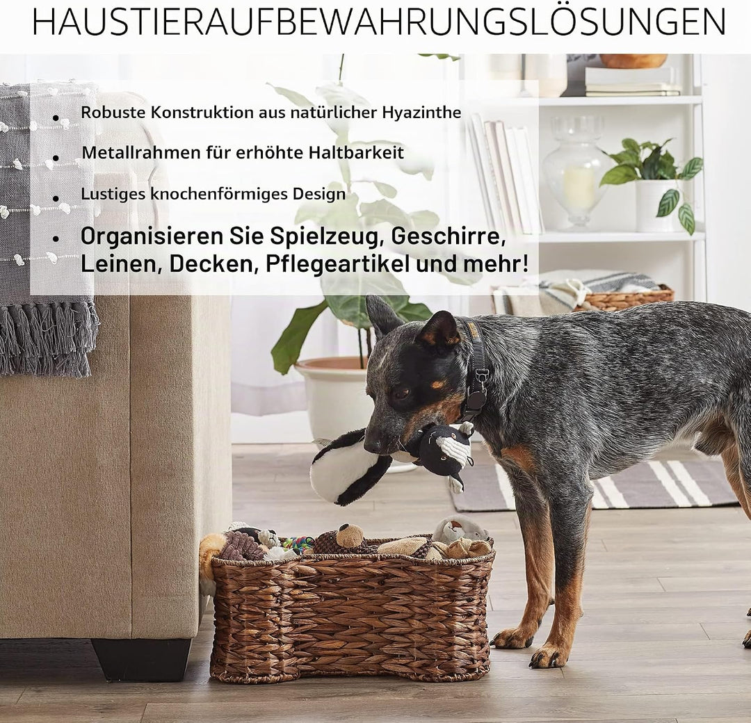 Bone Dry Knochen Form Haustier Spielzeug und Zubehör Aufbewahrungskorb Hyacinth S, Hyacinth S