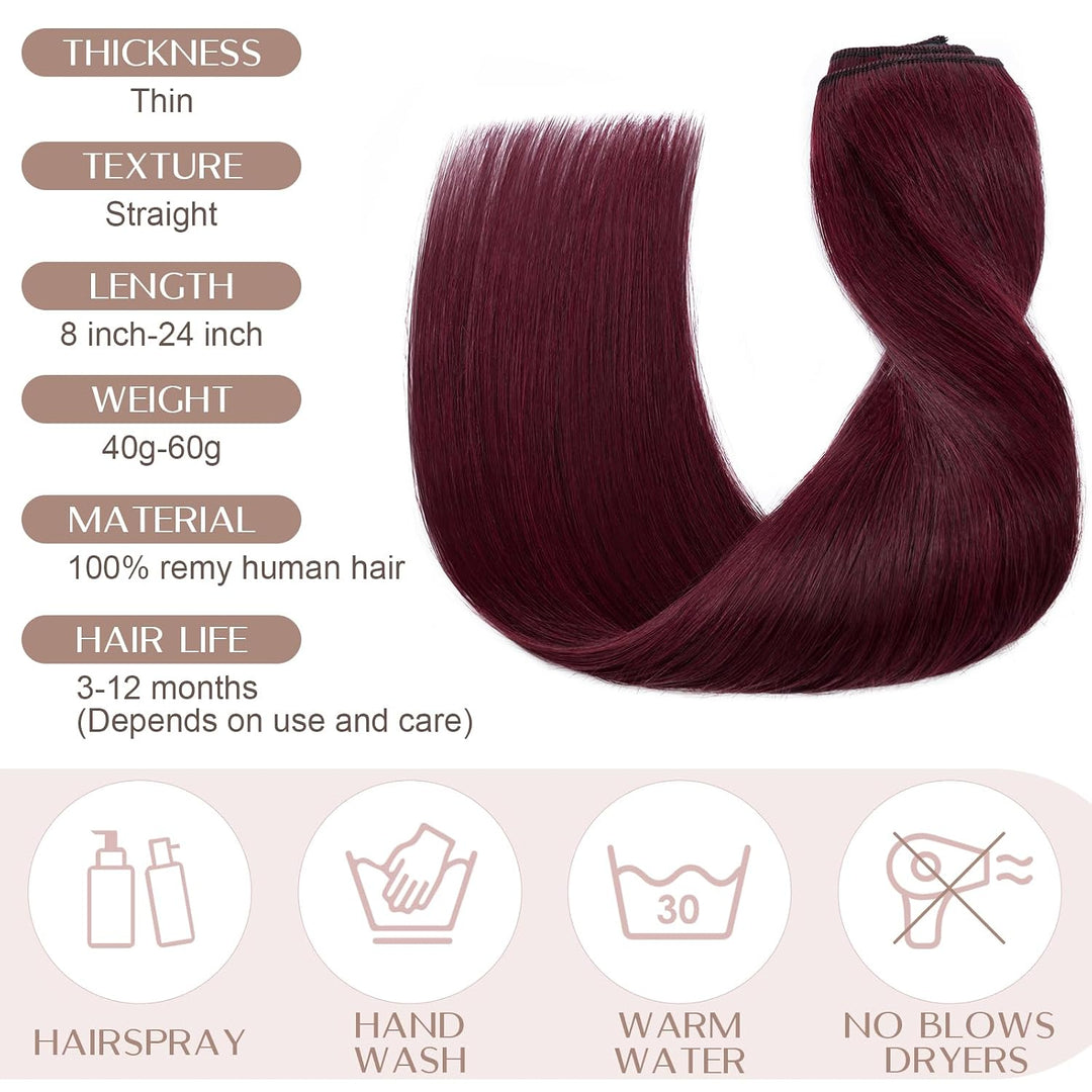SEGO Clip in Extensions Haarverlängerungen Remy Echthaar 7A ein Teilig Haarteil 100% Human Haar Glat