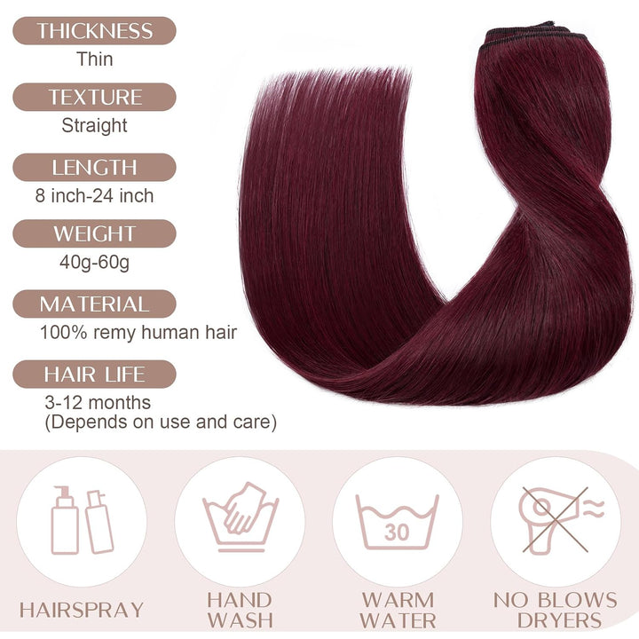 SEGO Clip in Extensions Haarverlängerungen Remy Echthaar 7A ein Teilig Haarteil 100% Human Haar Glat