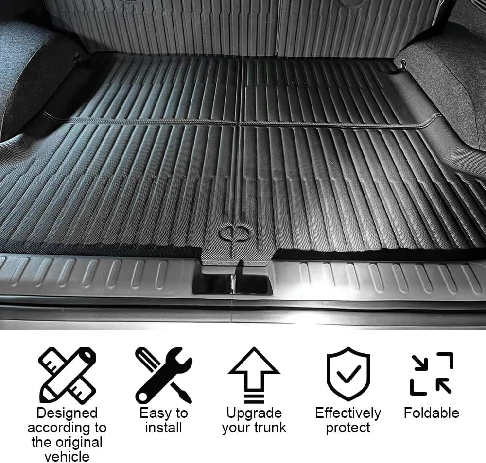 BestEvMod Für Ioniq5 Allwetter-Kofferraummatte, 3D Cargo Liner Hintere Kofferraum Bodenmatte XPE Mat