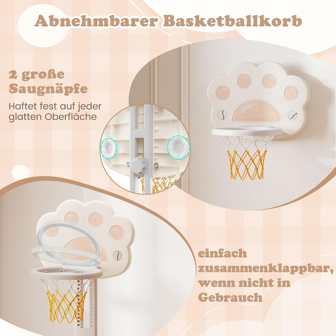 DREAMADE Basketballkorb Kinder, Basketballständer höhenverstellbar mit Fussballtor & Golfspiel, Mini