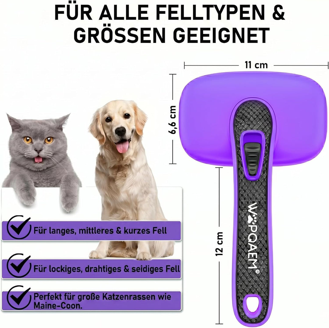 Selbstreinigende Zupfbürste für Hunde und Katzen, zum Ausfallen und Pflegen jeder Hunderasse, schmer