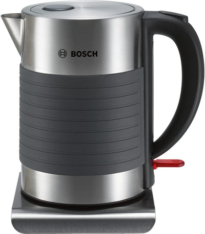 Bosch TWK7S05 kabelloser Wasserkocher, Abschaltautomatik, 1,7 L, 2200 W, schwarz/grau & ster Comfort