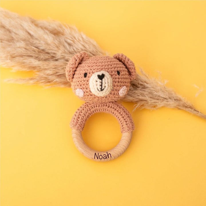 Personalisierter Beissring Baby - Niedlicher Greifling für Baby's ab 0 Monate - Babyrassel mit Name