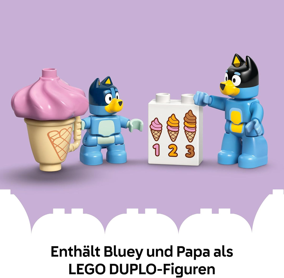LEGO DUPLO Bluey: Ausflug zur Eisdiele mit Bluey - Lernspielzeug für Kleinkinder - Mit Spielzeug Aut