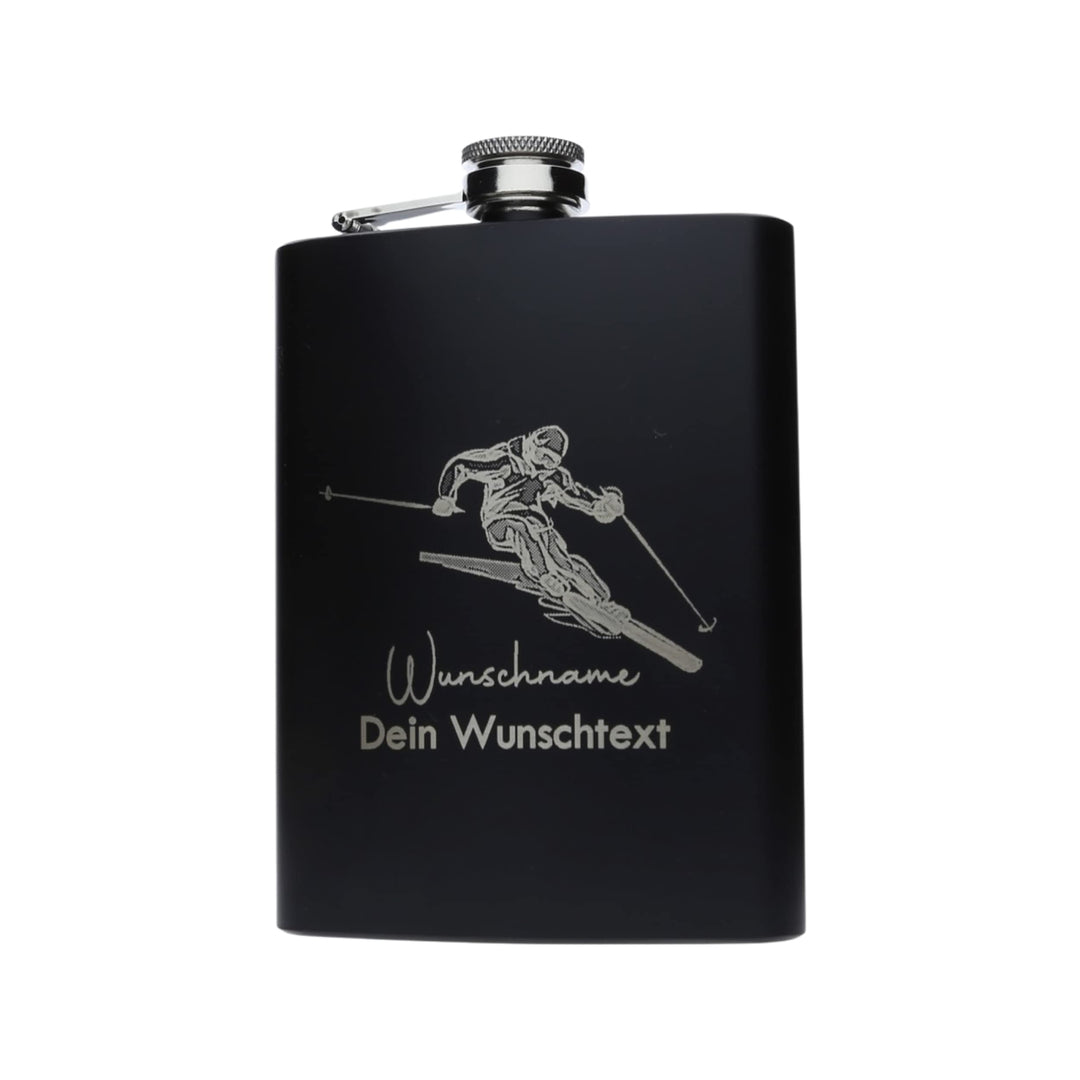 FORYOU24 Edelstahl Flachmann Skipiste mit persönlicher Namens Gravur | Geschenk Wandern Klettern Ber