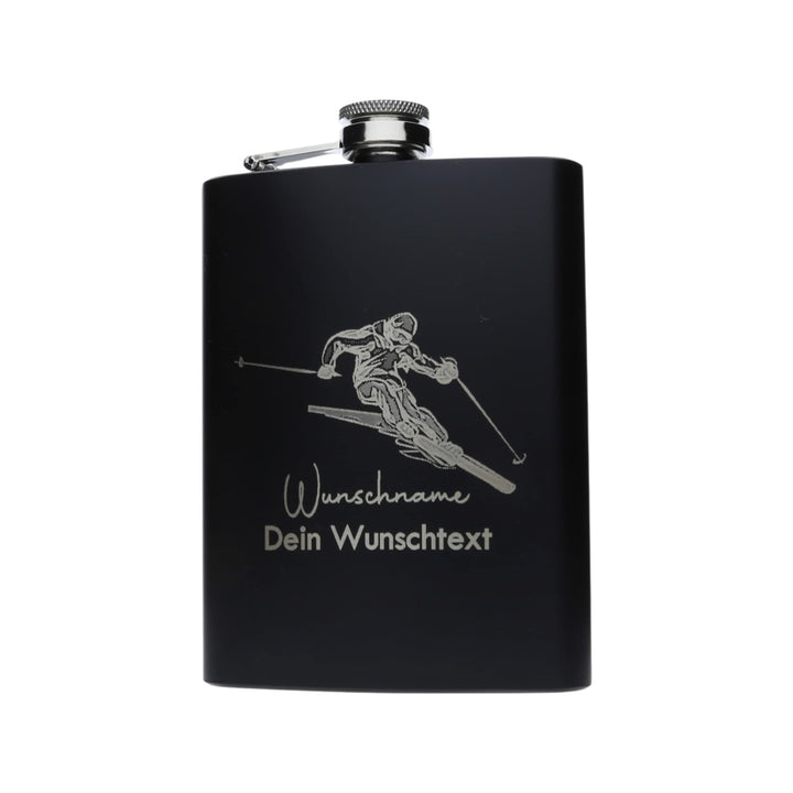 FORYOU24 Edelstahl Flachmann Skipiste mit persönlicher Namens Gravur | Geschenk Wandern Klettern Ber