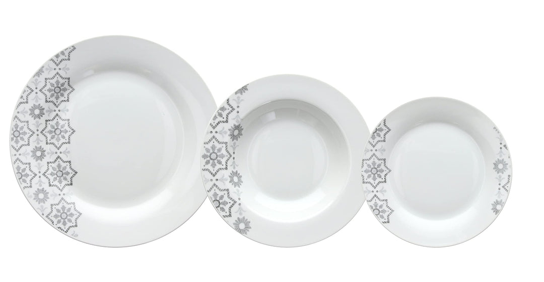 Tognana Brina Tafelservice für 6 Personen, 18-teilig, Porzellan, Weiss und Silber