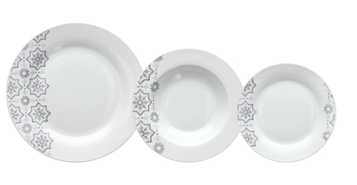 Tognana Brina Tafelservice für 6 Personen, 18-teilig, Porzellan, Weiss und Silber