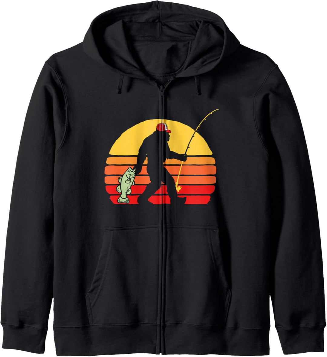Bassquatch! Funny Bigfoot Fishing Outdoor Retro 80s Kapuzenjacke