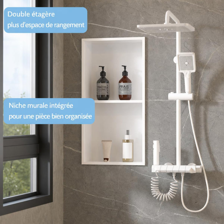 Edelstahl Einbaunische Wandnische für Dusche，Integrierte Fliesenlose Duschablage aus Rostfreiem Edel