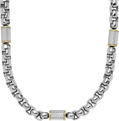 FOSSIL Mens Necklaces, Gold, Silver, Total Length: 45.72 cm mit 5.6 cm