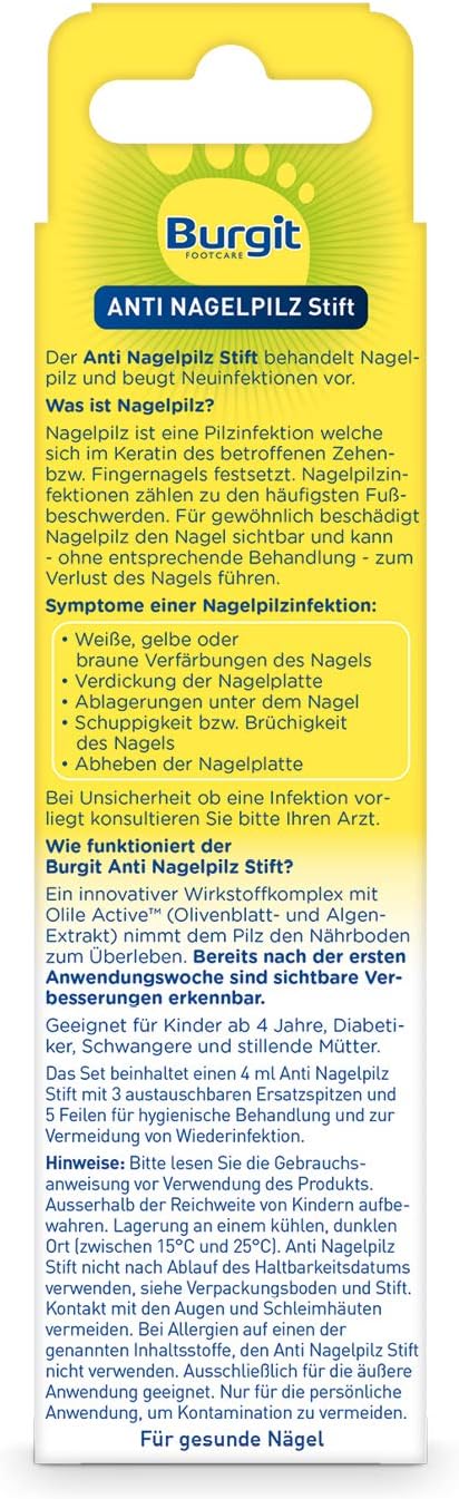 Anti Nagelpilz Stift (4ml) · Burgit · Schnelle Pilzbehandlung · Bei Nagelinfektionen · Verfärbte Ver
