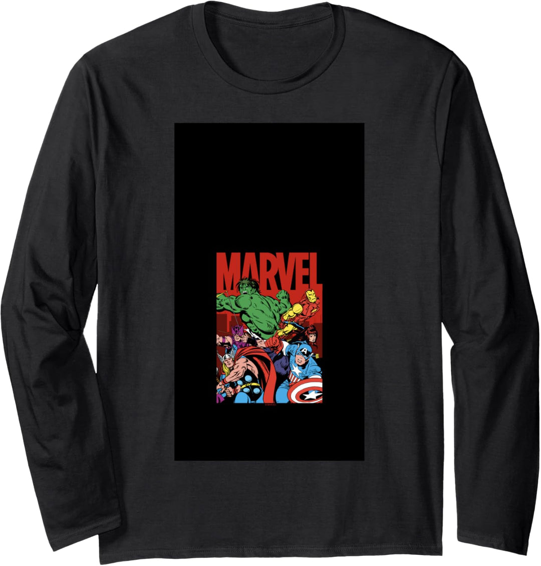 Marvel Avengers Team Retro Comic Vintage C1 Langarmshirt