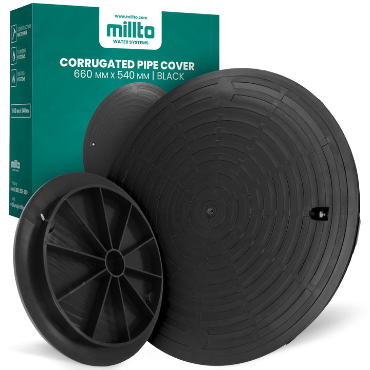 Millto™ Schachtabdeckung Kunststoff Rund Ø DN540 Schwarz PP Kanaldeckel Schachtdeckel | Abflusssteig