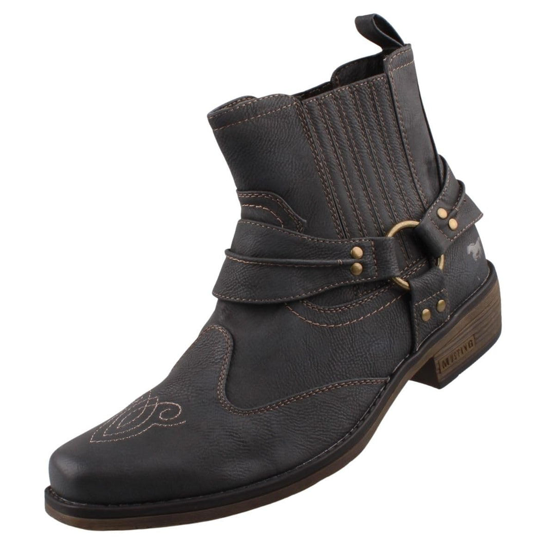 MUSTANG Herren Western Stiefelette Cowboystiefel 46 EU Grau Graphit, 46 EU Grau Graphit