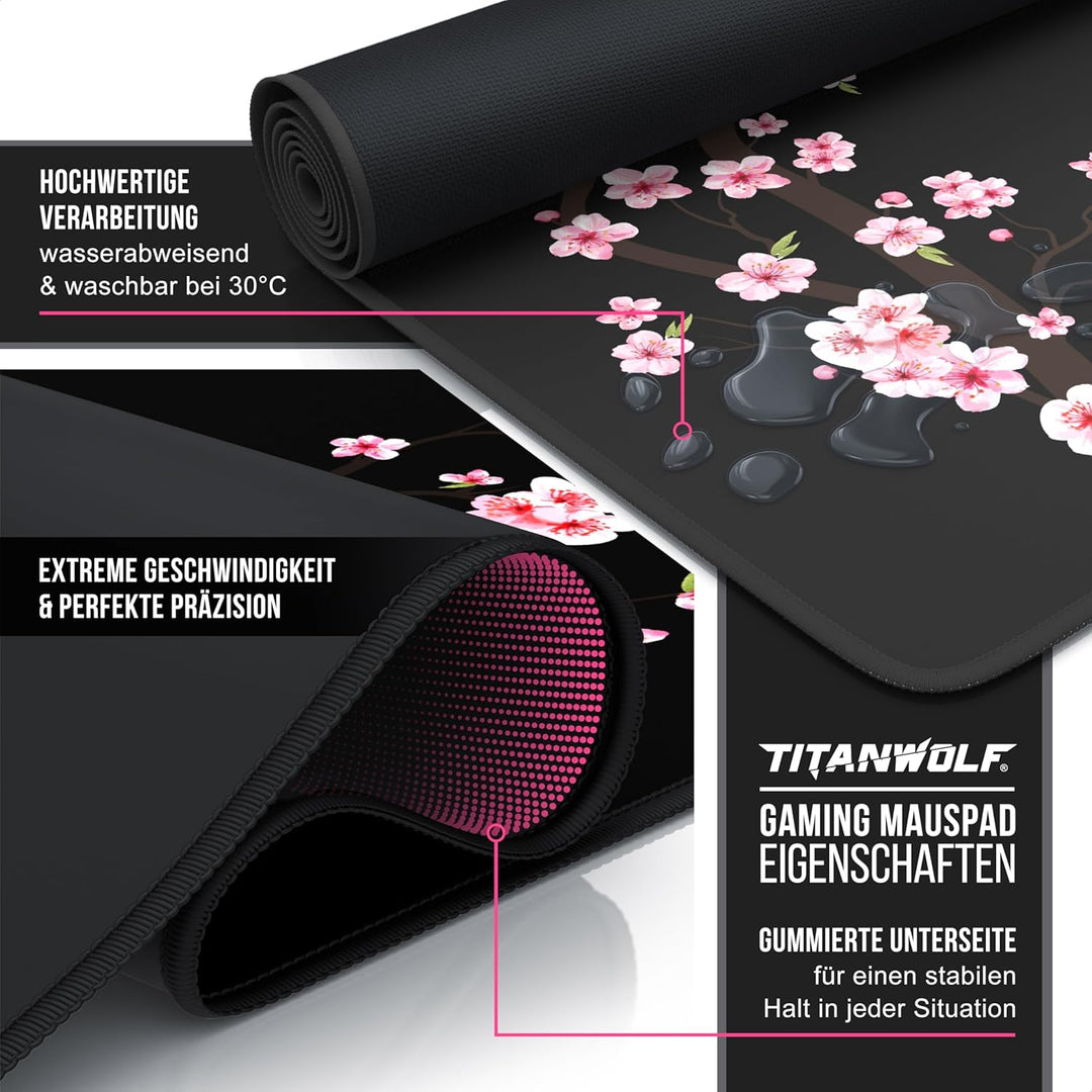 TITANWOLF - XXL Speed Gaming Mauspad 900 x 400mm - XXL Mousepad - Tischunterlage Large Size - verbes
