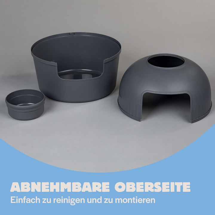 RHRQuality Katzentoilette Flower XXL unsichtbare Katzenklo mit Deckel 51Ø x 55cm (Grau), Grau