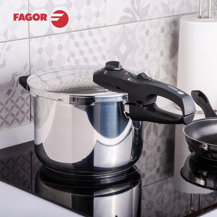 Fagor Duo Schnellkochtopf, Edelstahl, für alle Herdarten, vollständige Induktion, Boden IMPAKSTEEL,