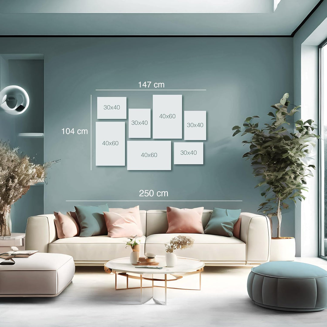 Novart Wandbilder Banksy Collage - KOMPLETT AUFHÄNGFERTIG - Street Art Wohnzimmer Büro - 7 Moderne M