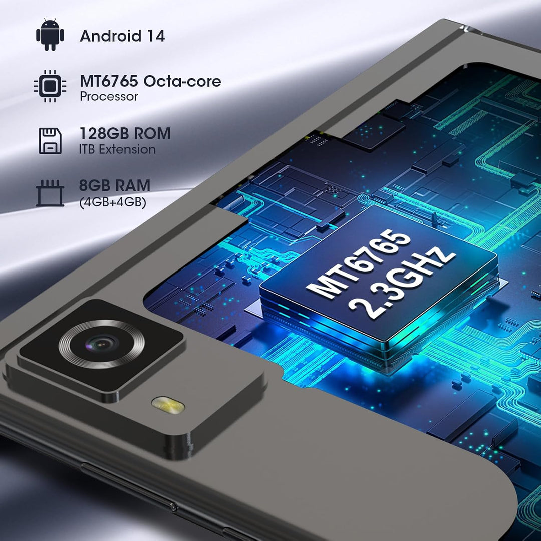 CWOWDEFU Android-Tablet, 10,1 Zoll Android 14 Tablet, 4G LTE Tablet & Telefon, mit MTK 2,3 GHz Chips
