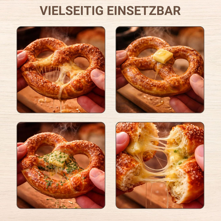Syntrox Germany SM-1300W-Soft-Brezel Maker mit antihaftbeschichteten Wechselplatten für 2 grosse Bre