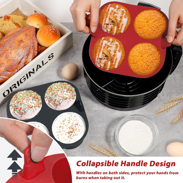 webake Gross Muffinform Silikonform für Heissluftfritteuse 2 Stück 8cm Air Fryer Silikon Muffin Form
