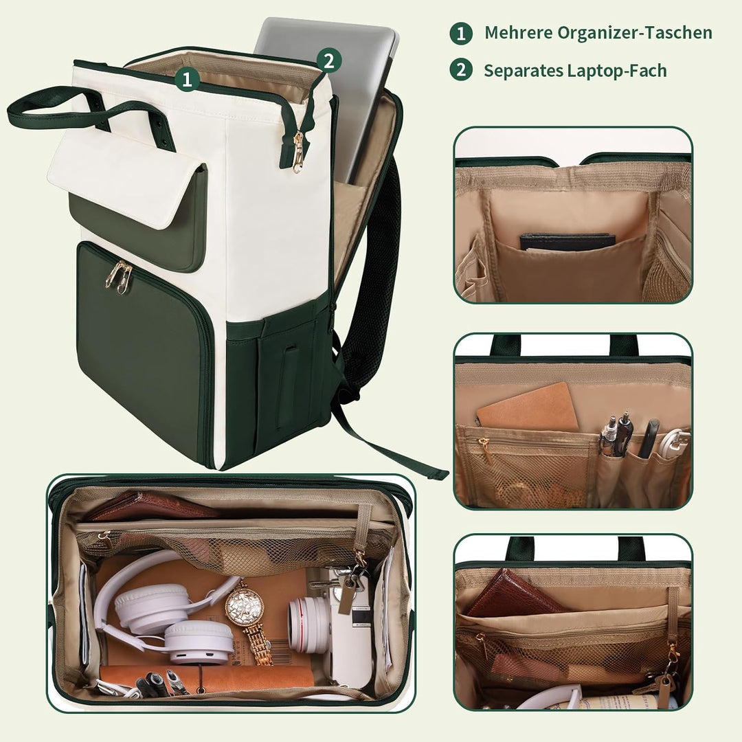 BERTASCHE Lunch Rucksack, Laptop Rucksack Damen 17,3 Zoll mit Isoliertes Kühltasche, 2-in-1-Arbeitsr