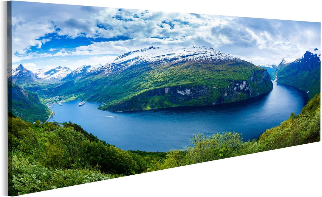 Bild Bilder auf Leinwand Geiranger Fjord schöne Natur Norwegen Wandbild, Poster, Leinwandbild NCG 12