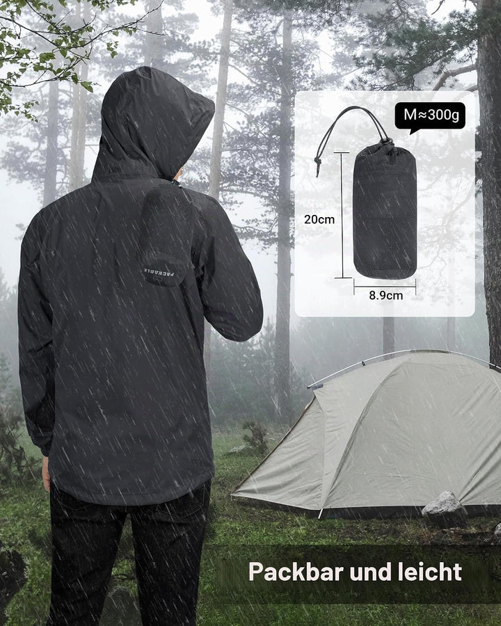 Outdoor Ventures Regenjacke Herren Wasserdicht Ultraleichte Dünne Faltbare Regenmantel Atmungsaktiv