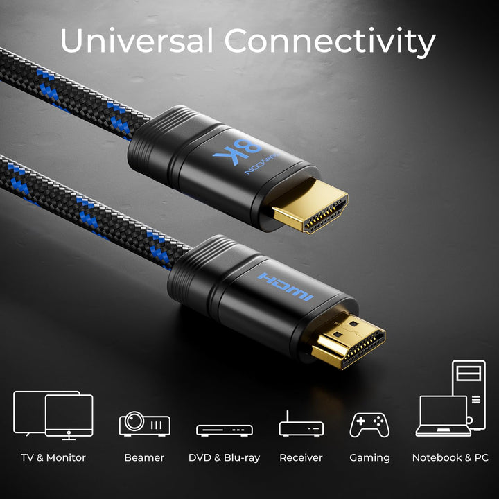 deleyCON 4m 8K HDMI 2.1b Kabel (48G, ULTRA Highspeed) Zertifiziert, 8K@60Hz 4K@144Hz 120Hz 2K@144Hz/