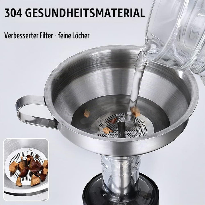 Trichterset Lebensmittelecht, XiXiRan 2 Stück Trichter Edelstahl 304 (klein,gross) und Filter, Ø5 Zo