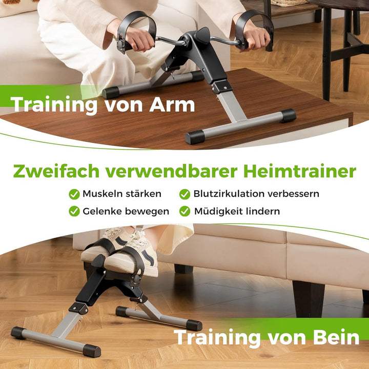COSTWAY Pedaltrainer unter dem Schreibtisch, Arm und Beintrainer klappbar mit verstellbarem Widersta