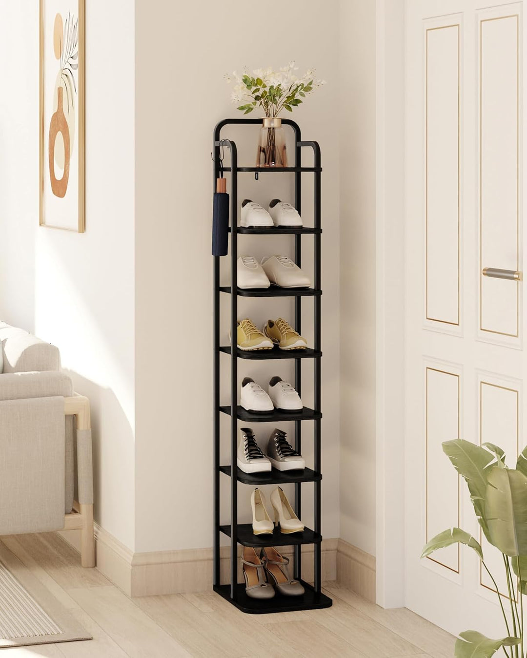 Hzuaneri Vertikales Schuhregal, 8-Stöckige Schuhregale, Schuhturm Für Kleine Räume, Freistehend, Ver