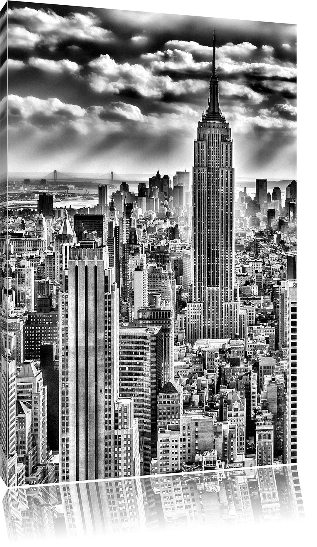 Pixxprint New York, Manhattan / 100x70cm Leinwandbild bespannt auf Holzrahmen/Wandbild Kunstdruck De