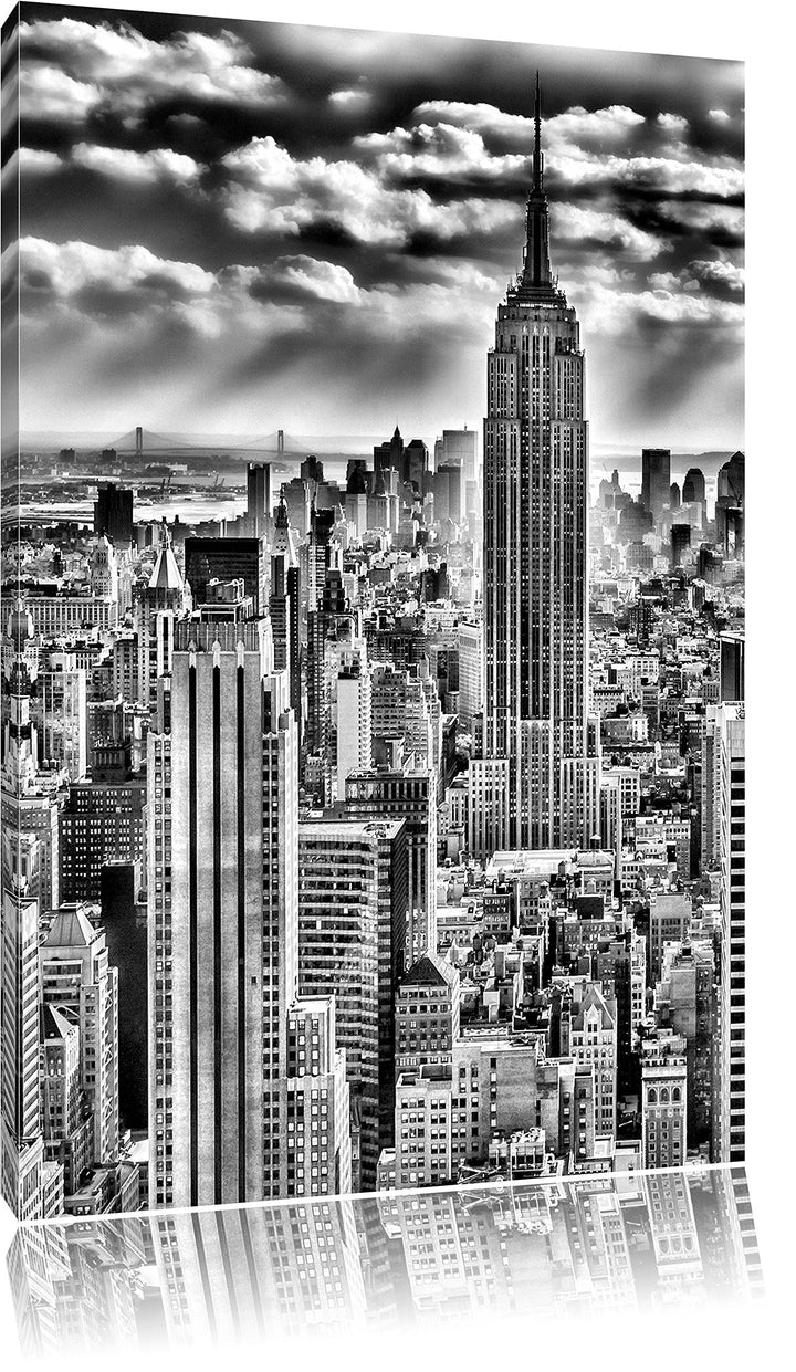 Pixxprint New York, Manhattan / 100x70cm Leinwandbild bespannt auf Holzrahmen/Wandbild Kunstdruck De