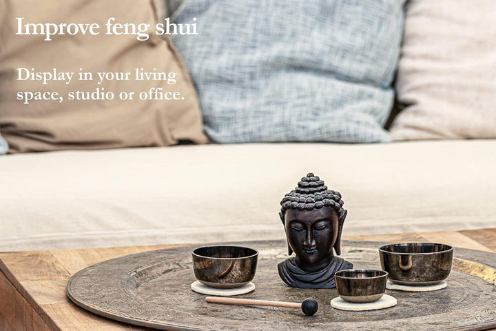 Sonic Energy Nagi Klangschalen Set – 3-teilig, stehend – Für Meditation, Yoga & Achtsamkeit – Inkl.